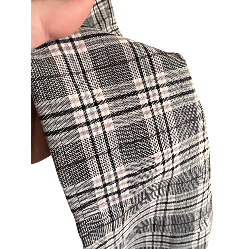 Kim Rogers Womens Plaid Pull On Dress Pants Black White Gray Straight Leg 14S - Picture 4 of 14
